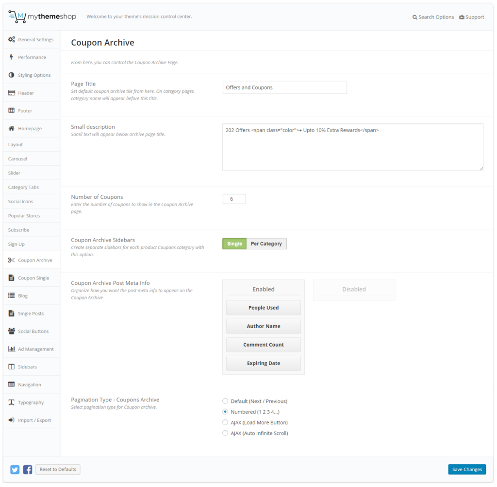 Coupon Archive Settings 2