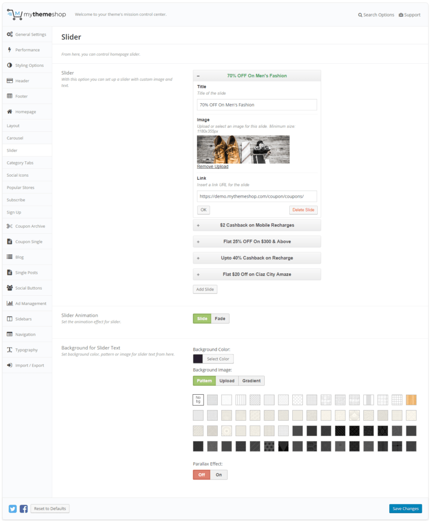 Slider Settings 2