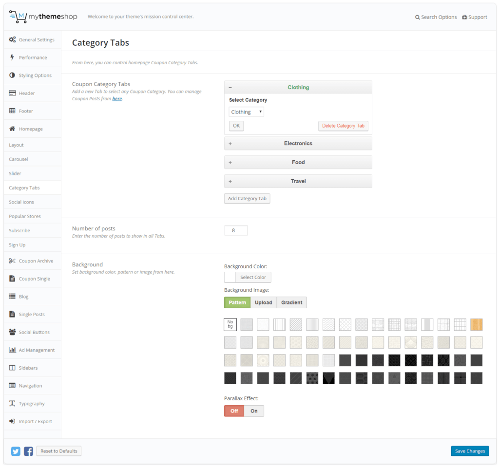 Category Tabs Settings 2