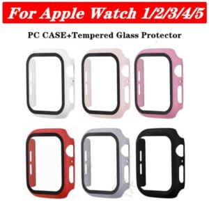 360 full  creen protector for iwatch 38mm 42 mm 40mm 44mm bumper frame pc hard ca e with tempered gla   film for apple watch 5 4 3 2 1 cover