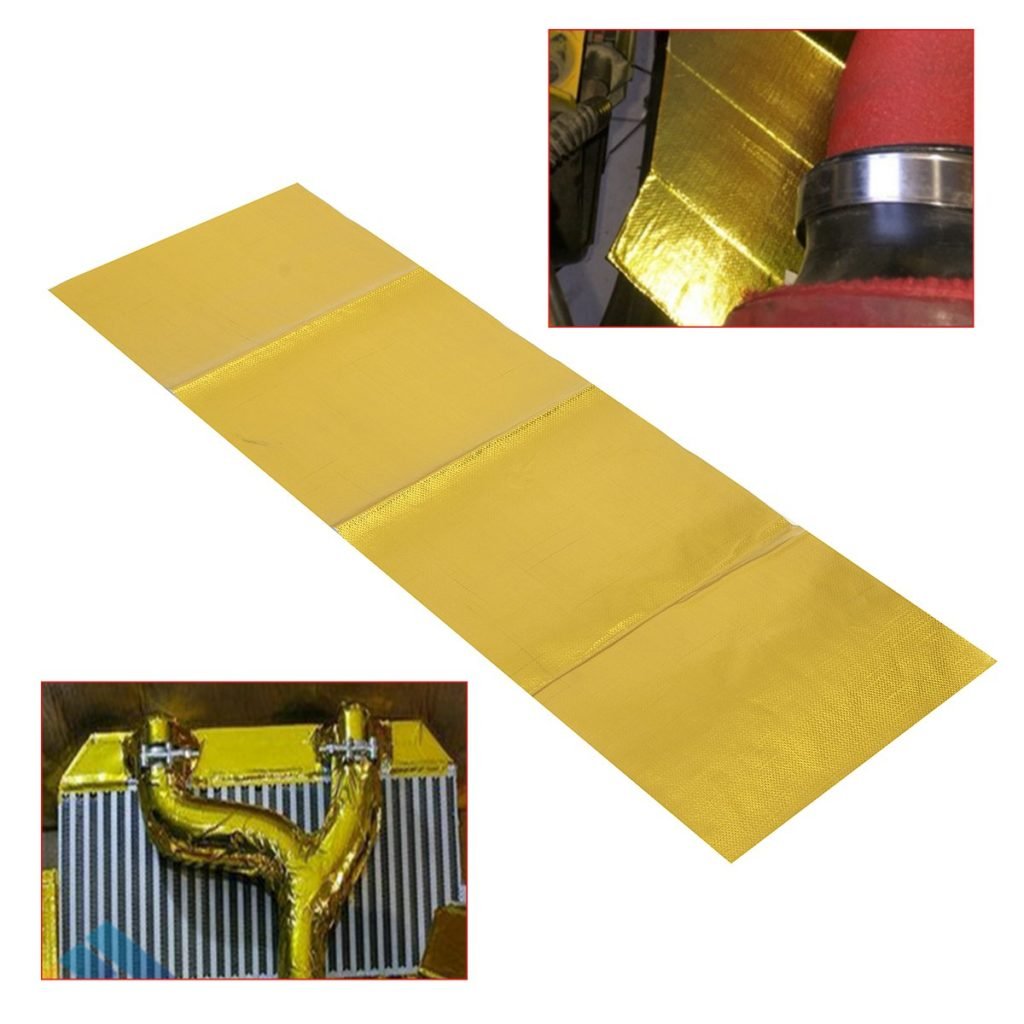 20x60cm Self Adhesive Reflective Gold High Temperature Exhaust Heat Shield Wrap Tape 1